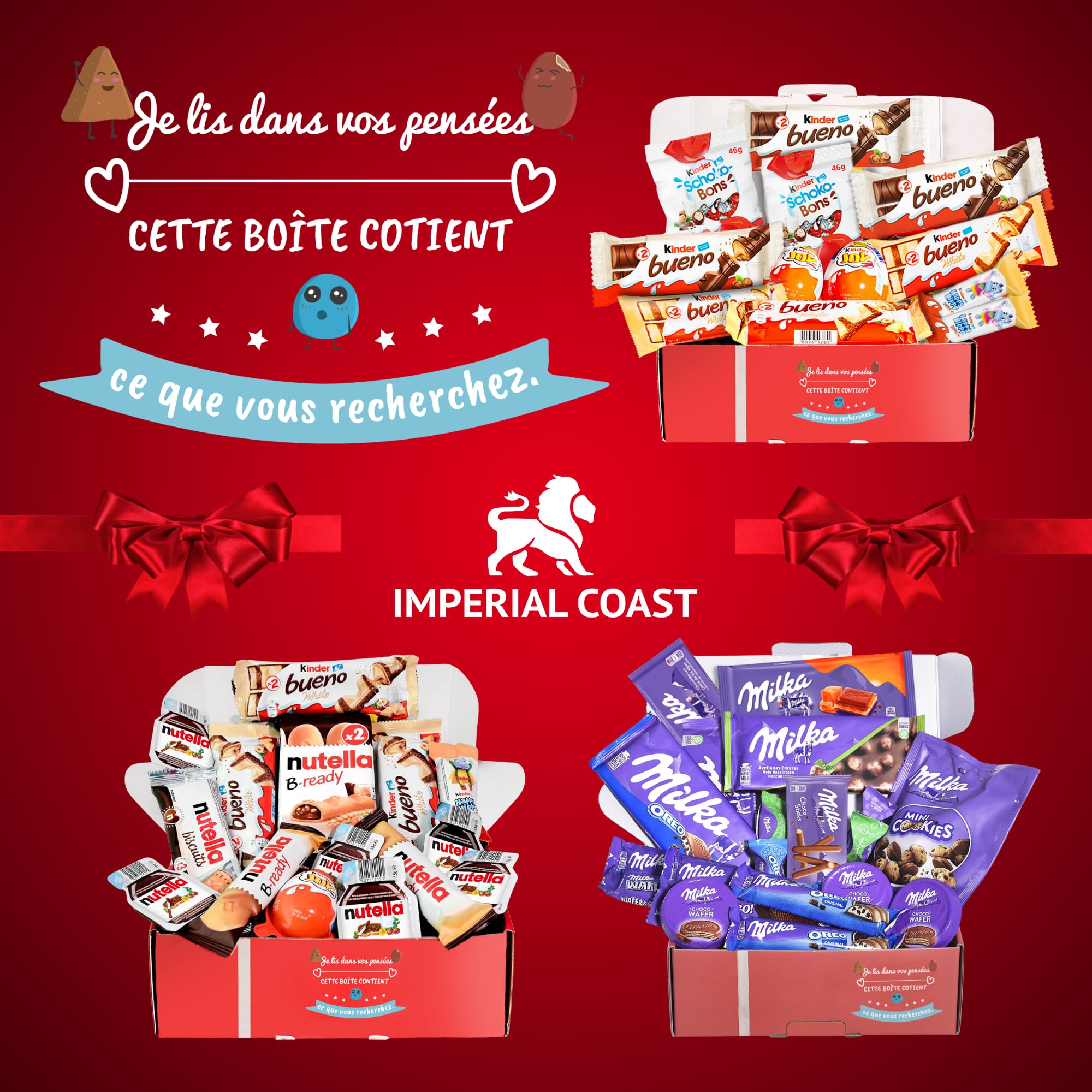 Coffret Cadeau de Chocolats Kinder | Cadeau Original d’Anniversaire, pour Enfants et Couples : Kinder Bueno, Happy Hippo, Schoko-Bons, Kinder Joy.