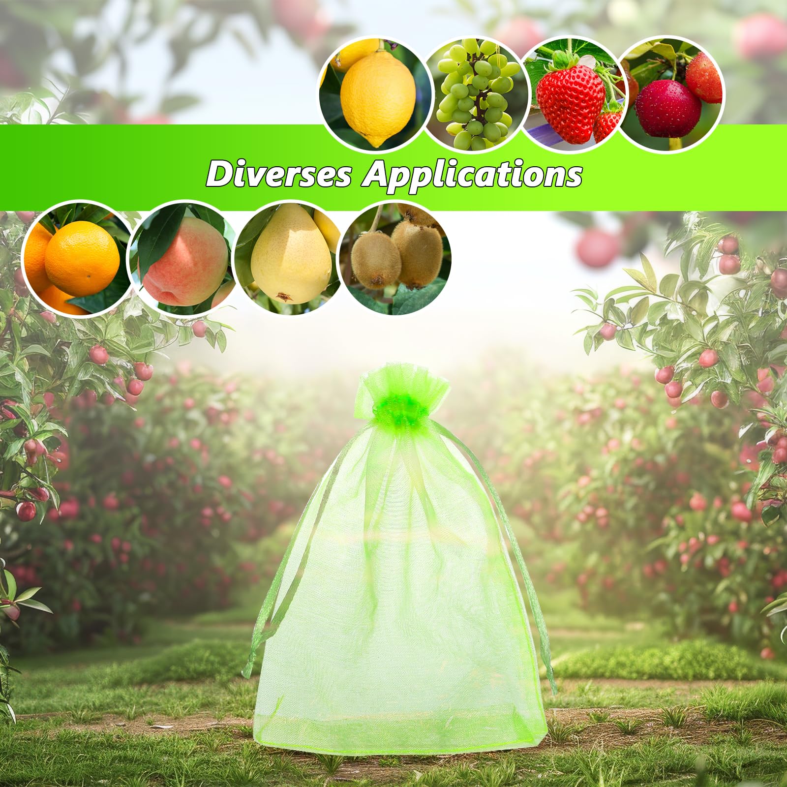 Sac de Raisin Net 15x20cm Filet Anti-Insectes Réutilisable 50pcs Protection Fruits Légumes Jardin