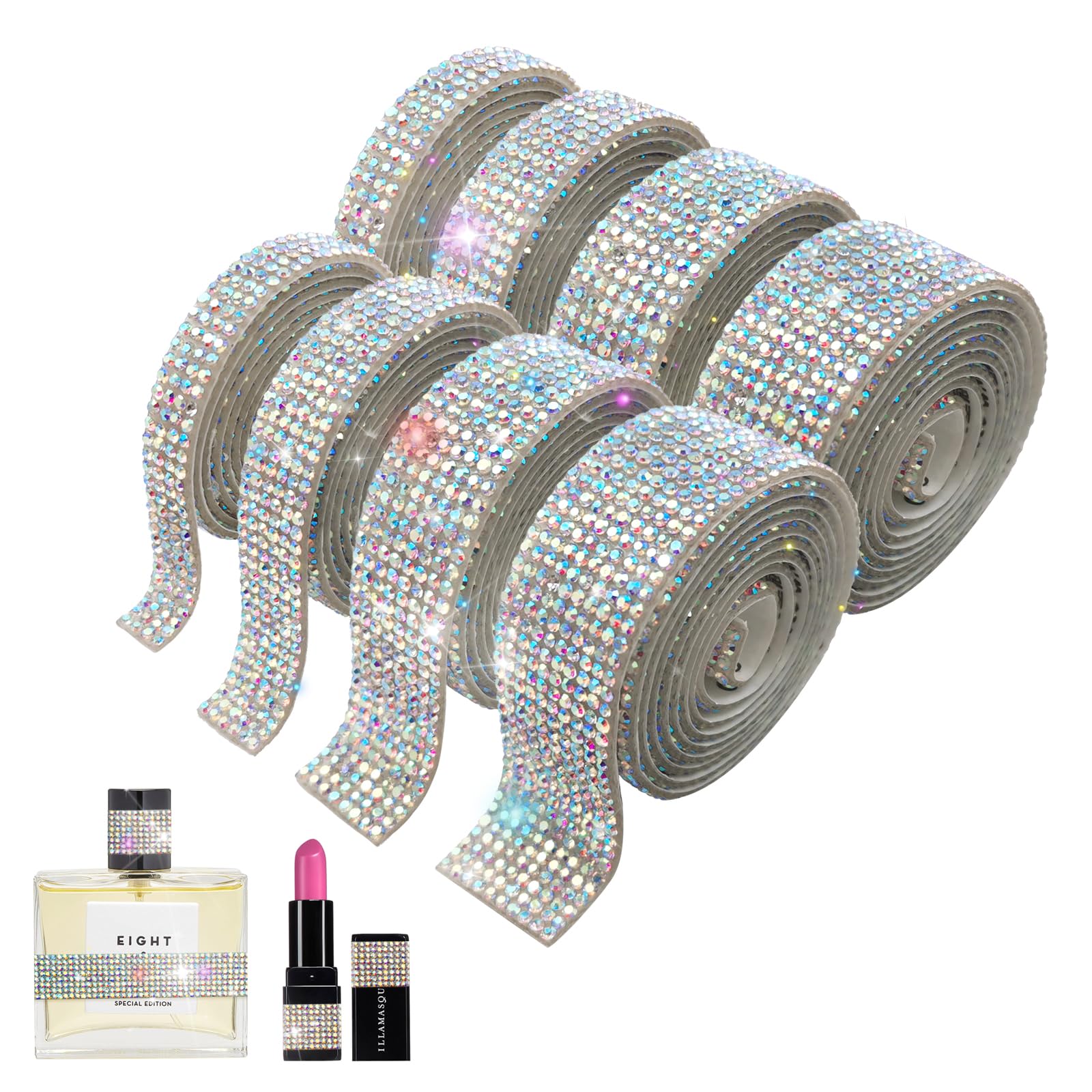 Amazon.com: 8 Rolls Rhinestone Ribbons, Self Adhesive Diamond Bling ...