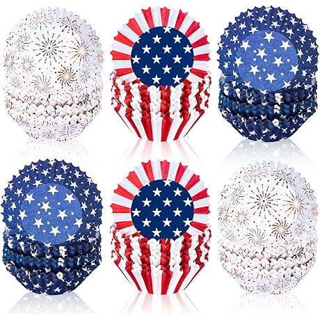 Party-Perfect Patriotic Star Cupcake Liners for American Celebrations