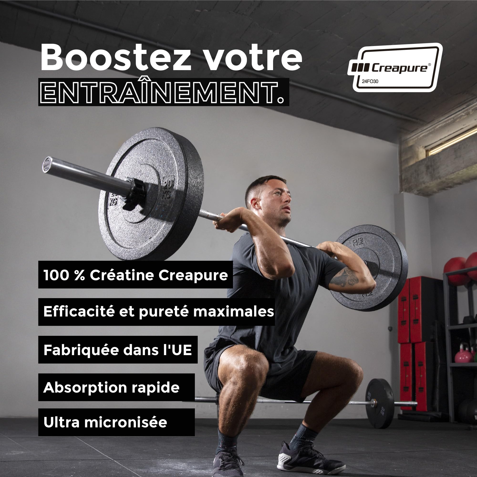 Foodelis Creatine Monohydrate Creapure 500g en poudre - 100% Creatine Creapure - Sans arôme, Non-OGM, Pure et sans additifs - Avec dosette incluse - Haute solubilité