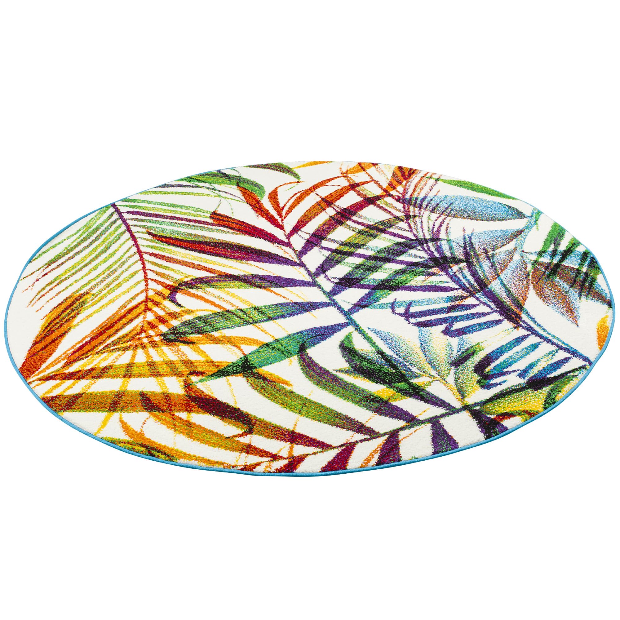 Pergamon Designer Teppich Faro Tropical Bunte Zweige Rund in 3 Größen