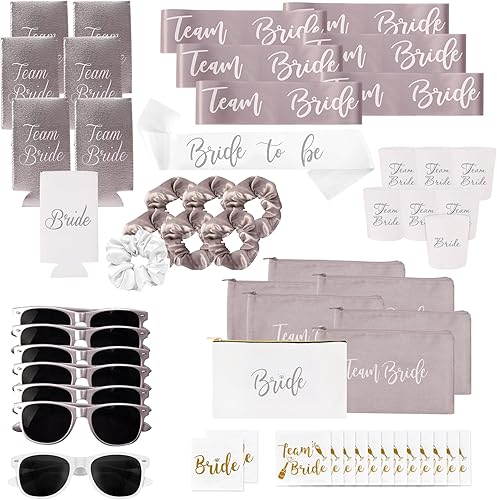 Accesorios y suministros para despedida de soltera  Paquete de 56 piezas de regalos de despedida de soltera con banda de despedida de soltera, gafas