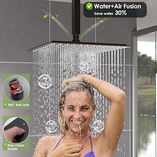 Miniatura 3 de Enga Sistema de rociado de cuerpo de ducha, sistema de cabezal de ducha de lluvia de 12 pulgadas montado en la pared, sistema de chorros de ducha de