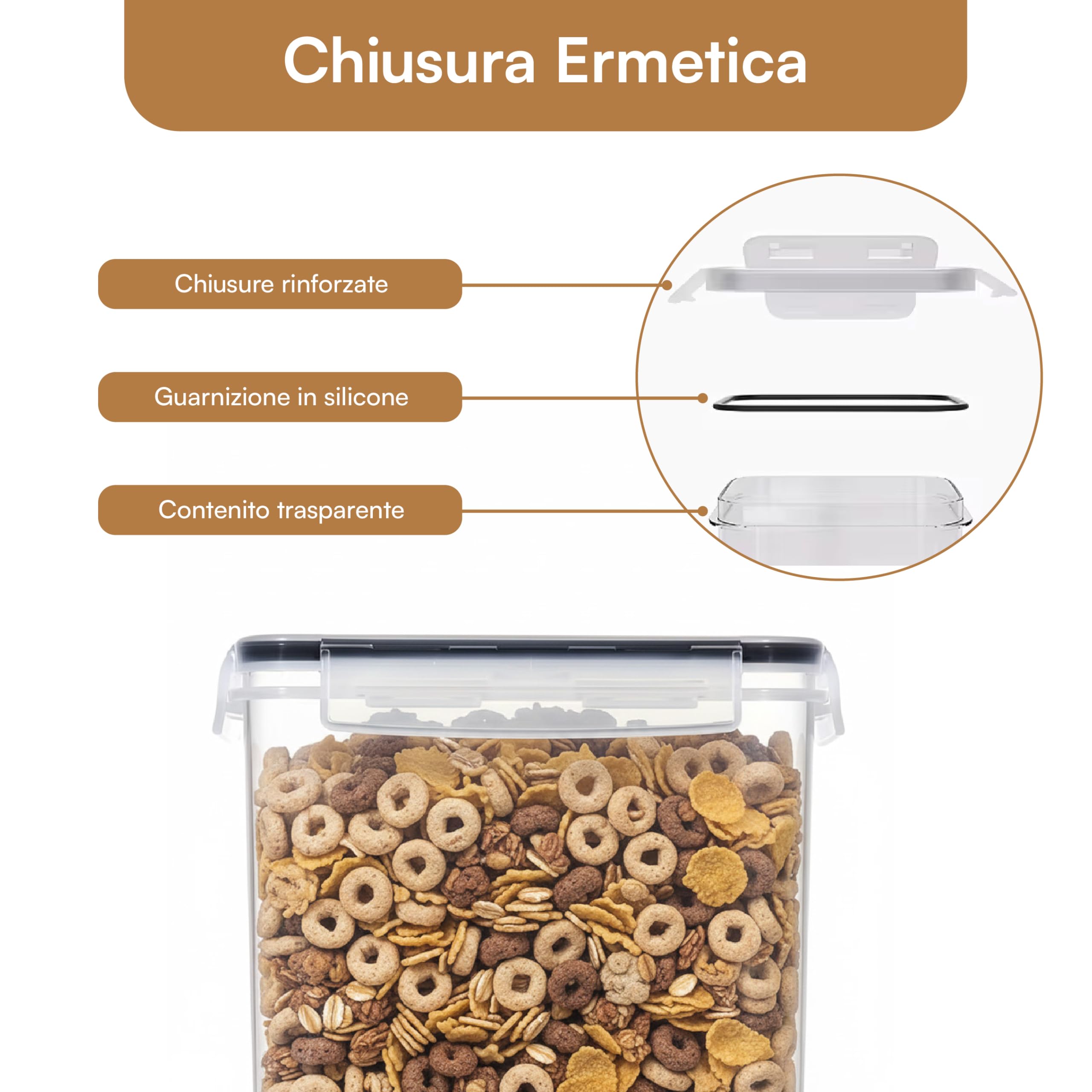 Baroni Home Set 10 Contenitori Ermetici per Alimenti da 1,4L Organizer Dispensa con Coperchio, Etichette Lavagna, Pennarello e Misurini, Sicuro in Lavastoviglie