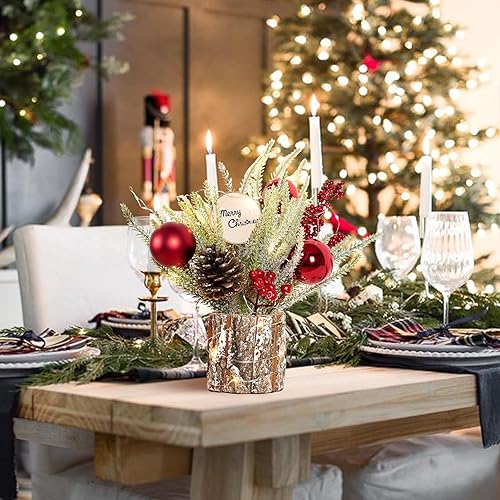 Miniatura 3 de N&T NIETING Mini árbol de Navidad de 12 pulgadas, decoración de árbol de Navidad artificial de mesa pequeño con adornos de Navidad para el hogar,