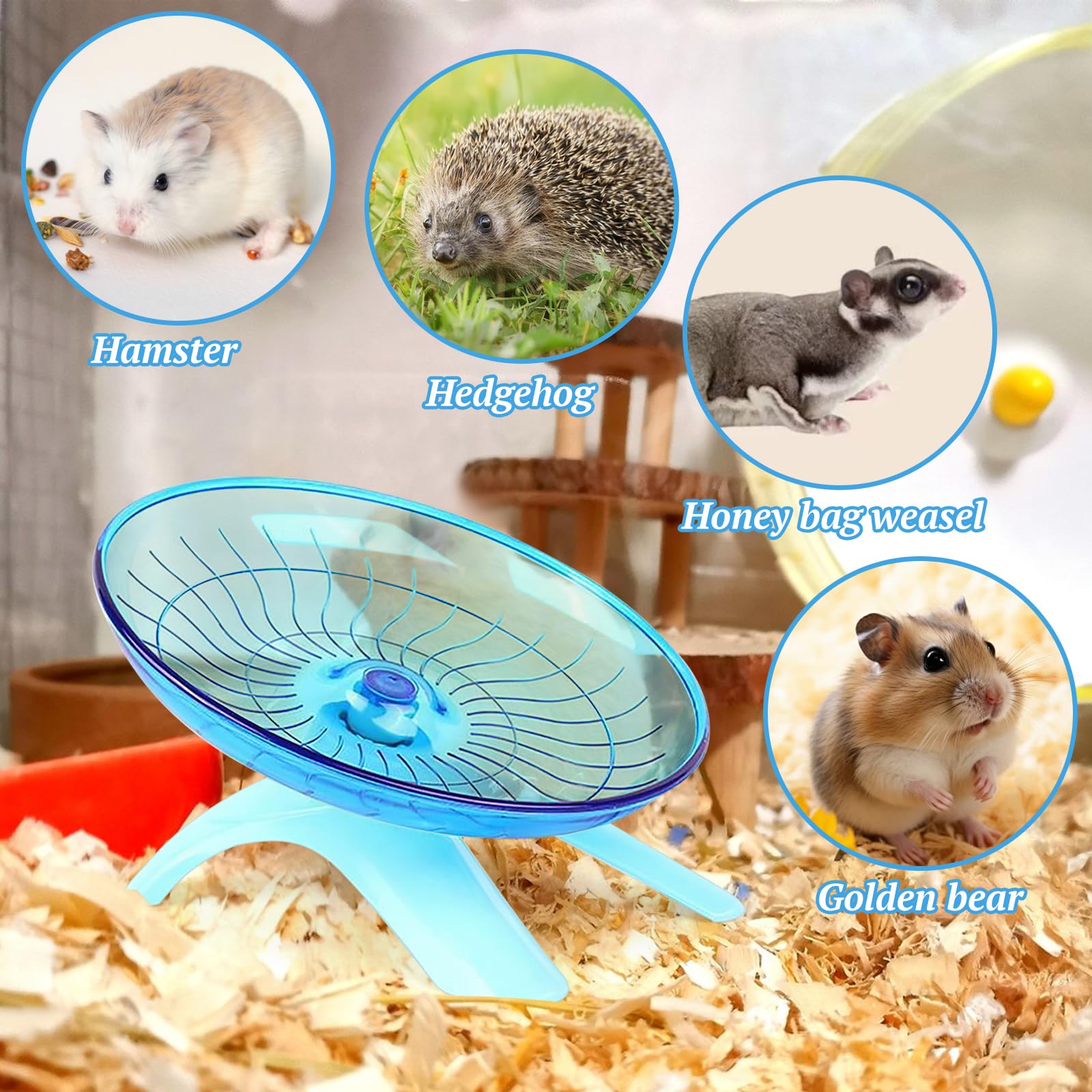 Flying Saucer Hamster Wheel,Super-Silent Plastic Stable Pets Exercise Wheel Non Slip Run Silent Wheel for Small Pets Caged Dwarf Syrian Hamster,Gerbils And Other Small Animals - Image 2