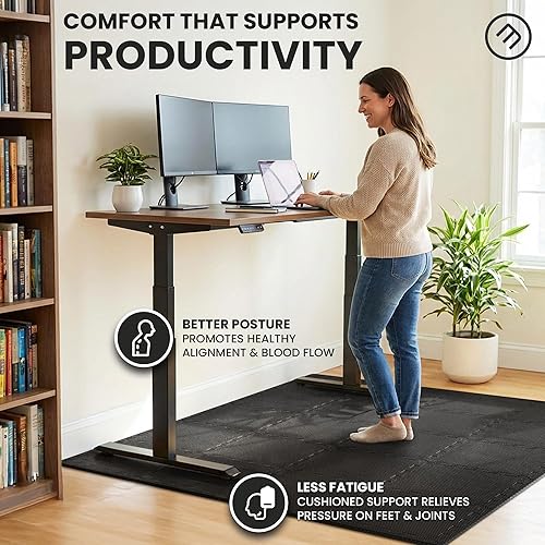 Miniatura 11 de bemaxx Juego de alfombrillas de gimnasio, 18 piezas de baldosas de espuma EVA entrelazadas (12.6 x 12.6 x 0.4 pulgadas), 18 pies cuadrados