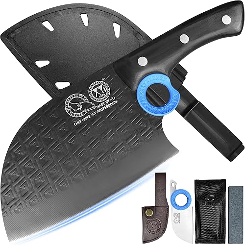 Miniatura 10 de XYJ Auténtico desde 1986, cuchillo de carnicero grande y resistente, cuchillo de chef serbio con estuche, cuchillo de cocina para vegetales del