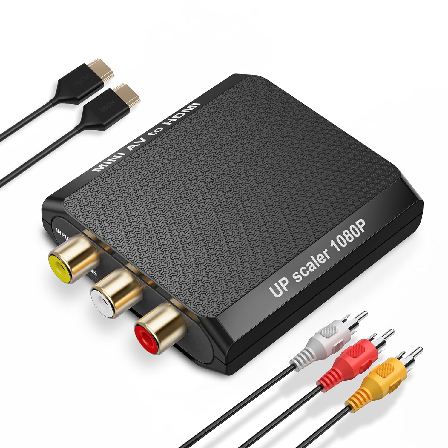 RCA to HDMI Converter, 1080P AV to HDMI Converter, Mini Composite CVBS Analog Audio Video Adapter Connector with Cable for VCR/VHS/Xbox/PS3/STB/N64/Wii/TV/PC