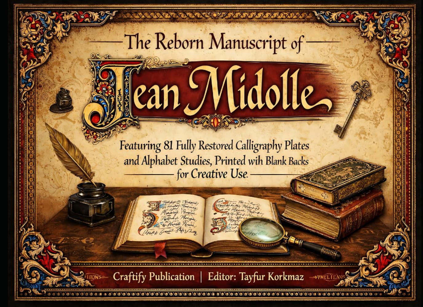 The Reborn Manuscript of Jean Midolle: Featuring 81 Fully Restored Calligraphy Plates and Alphabet Studies, Printed with Blank Backs for Creative Use ... Collection for Art, Craft, and Decoration)