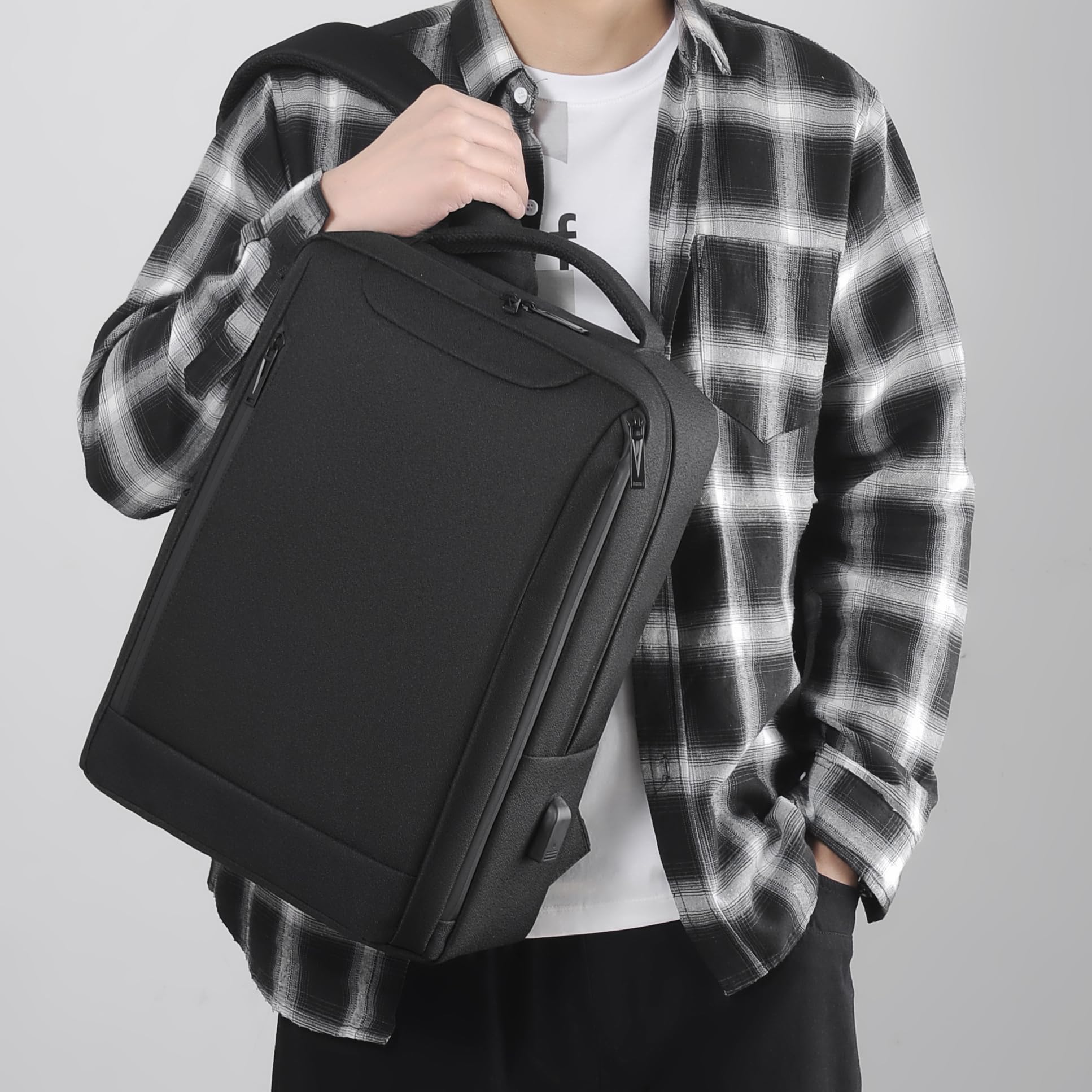 Mixroom - Zaino Porta PC con Scomparto Custodia per Computer Portatile Borsa Laptop Notebook fino ai 15.6" Con Attacco USB Scuola Viaggio Casual Z38 (NERO)