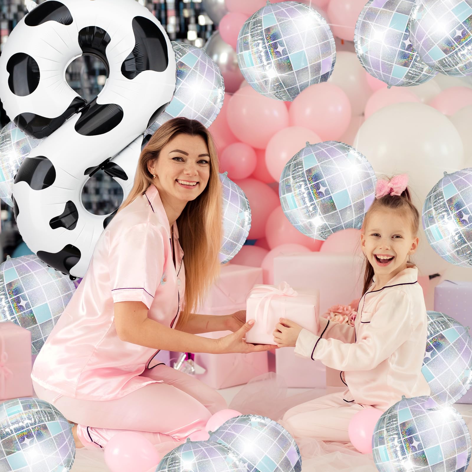 6-Pack Iridescent Disco Ball Balloons - 22 Inch Shiny Foil Balloons For Parties