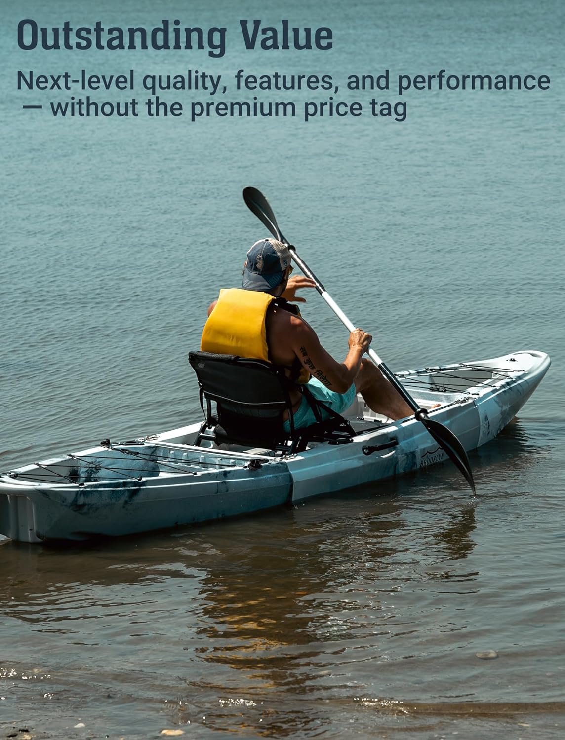 Upgraded Brooklyn 12.0 Modular Sit-On-Top Kayak by BKC, 3-Piece Portable Single Kayak for Fishing & Recreation, Stable Full-Size Performance, Front & Rear Storage, Apartment-Friendly Design