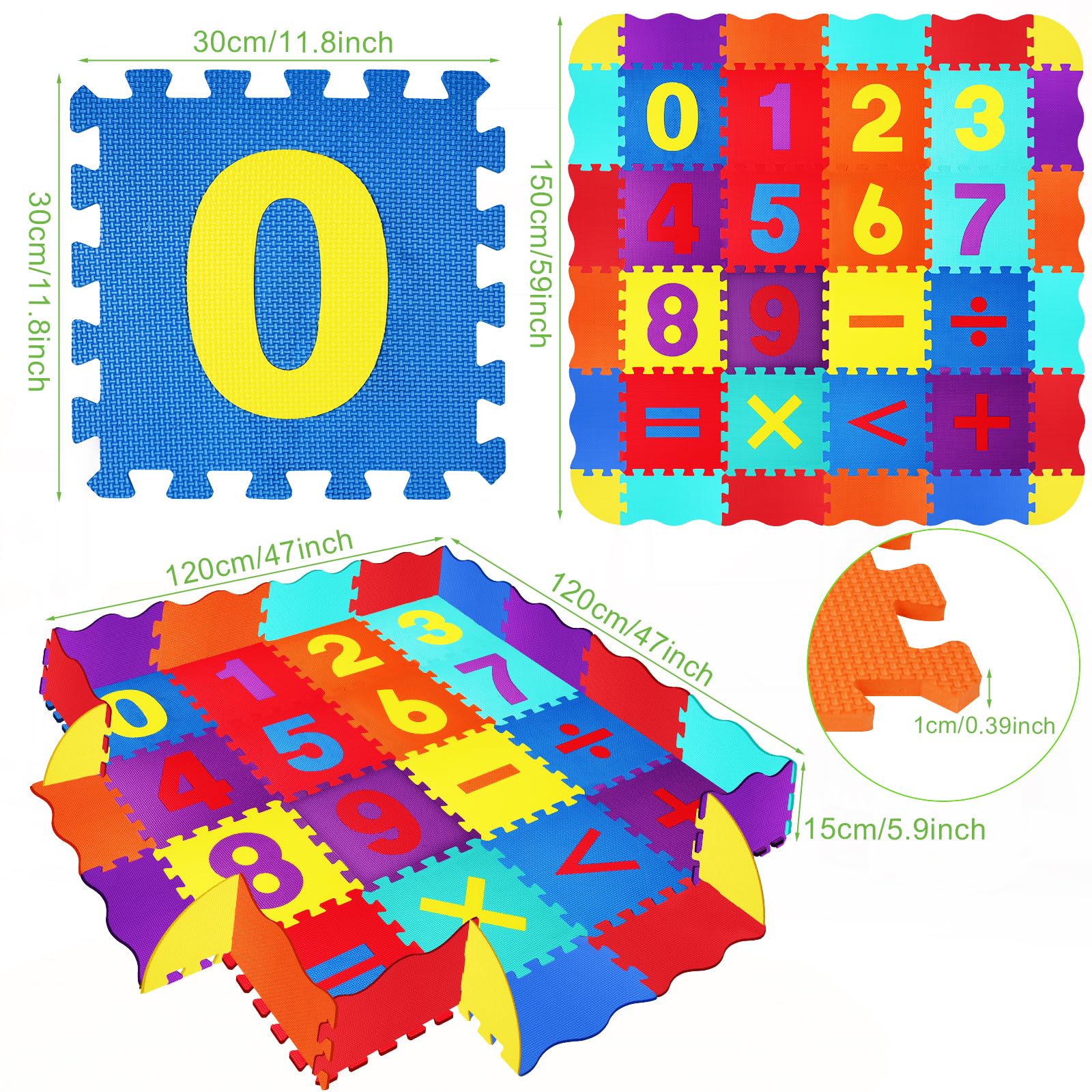 Puzzelmat voor baby's, 145 x 145 cm, 36-delig, EVA-schuim, BPA-vrij