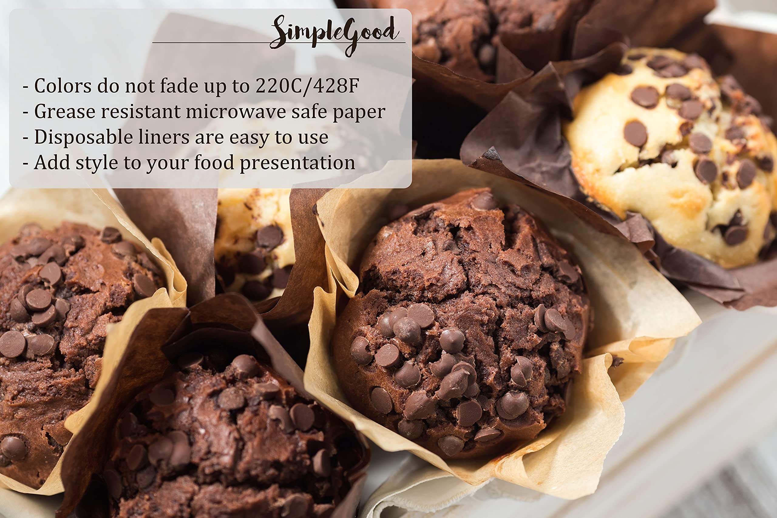 Muffin Liners Jumbo Tulip Baking Cups 130-Pack