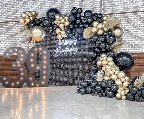 Miniatura 4 de Bonropin Kit de arco de guirnalda de globos negros de 5101218 pulgadas de diferentes tamaños, globos de látex negro mate para decoraciones de fiesta