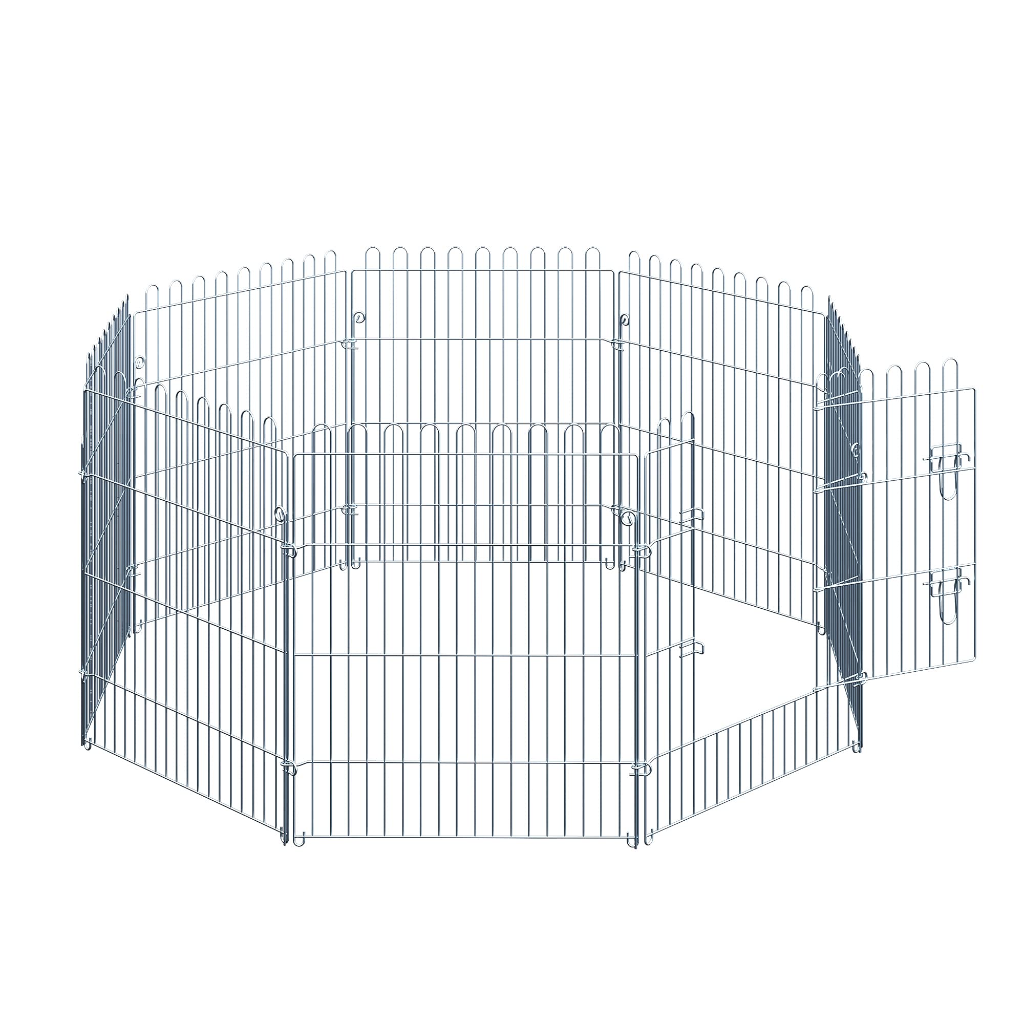 PawHut Parque para Mascotas Valla Corral 8 Vallas 63x76cm + Puerta Entrenamiento Perros