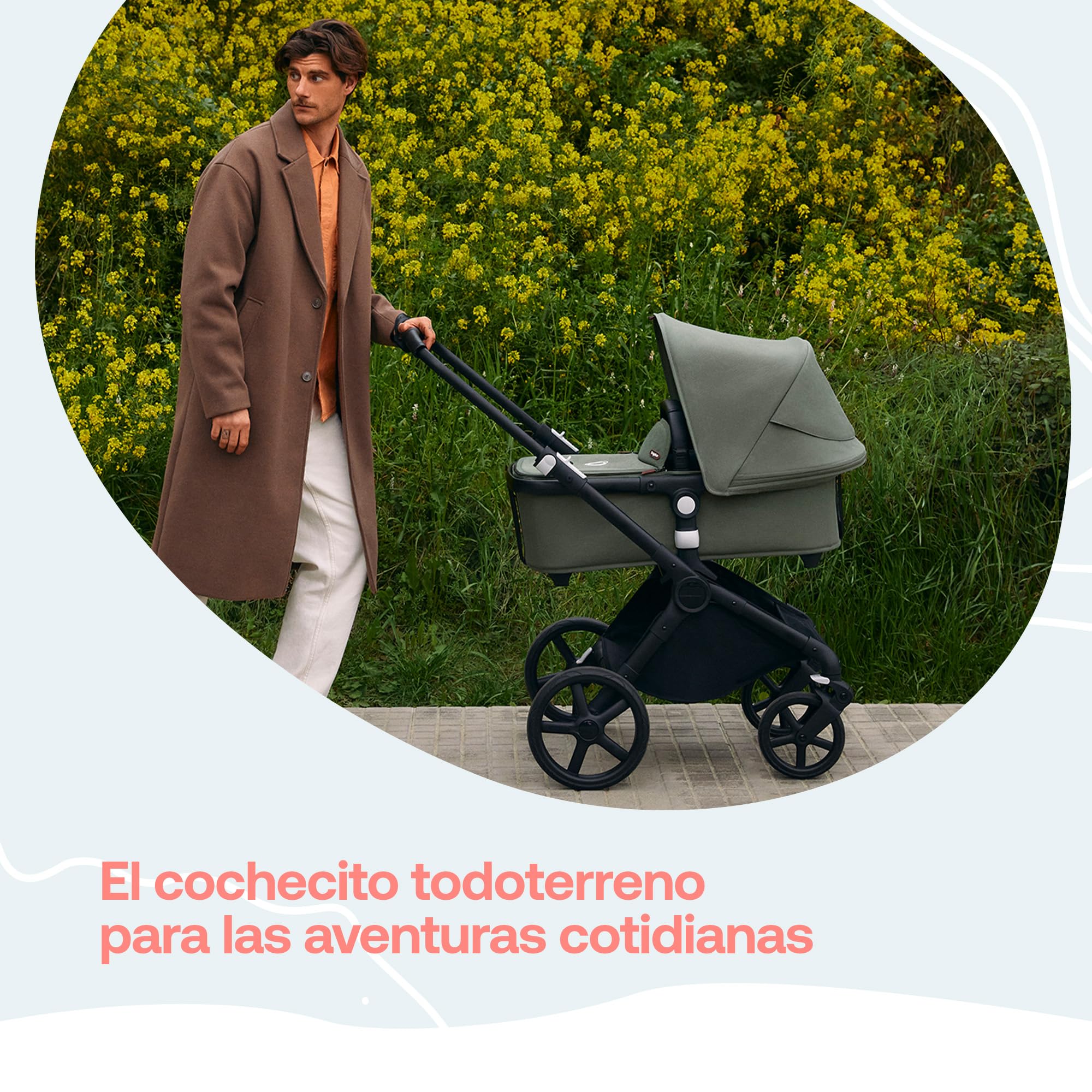 Bugaboo Fox Cub - Carrito Todoterreno, con Capazo y Silla de Paseo Fuerte y Ligera, Diseño Duradero con Capota para el Sol Extra Grande, se Pliega en una Sola Pieza Portable, Beige