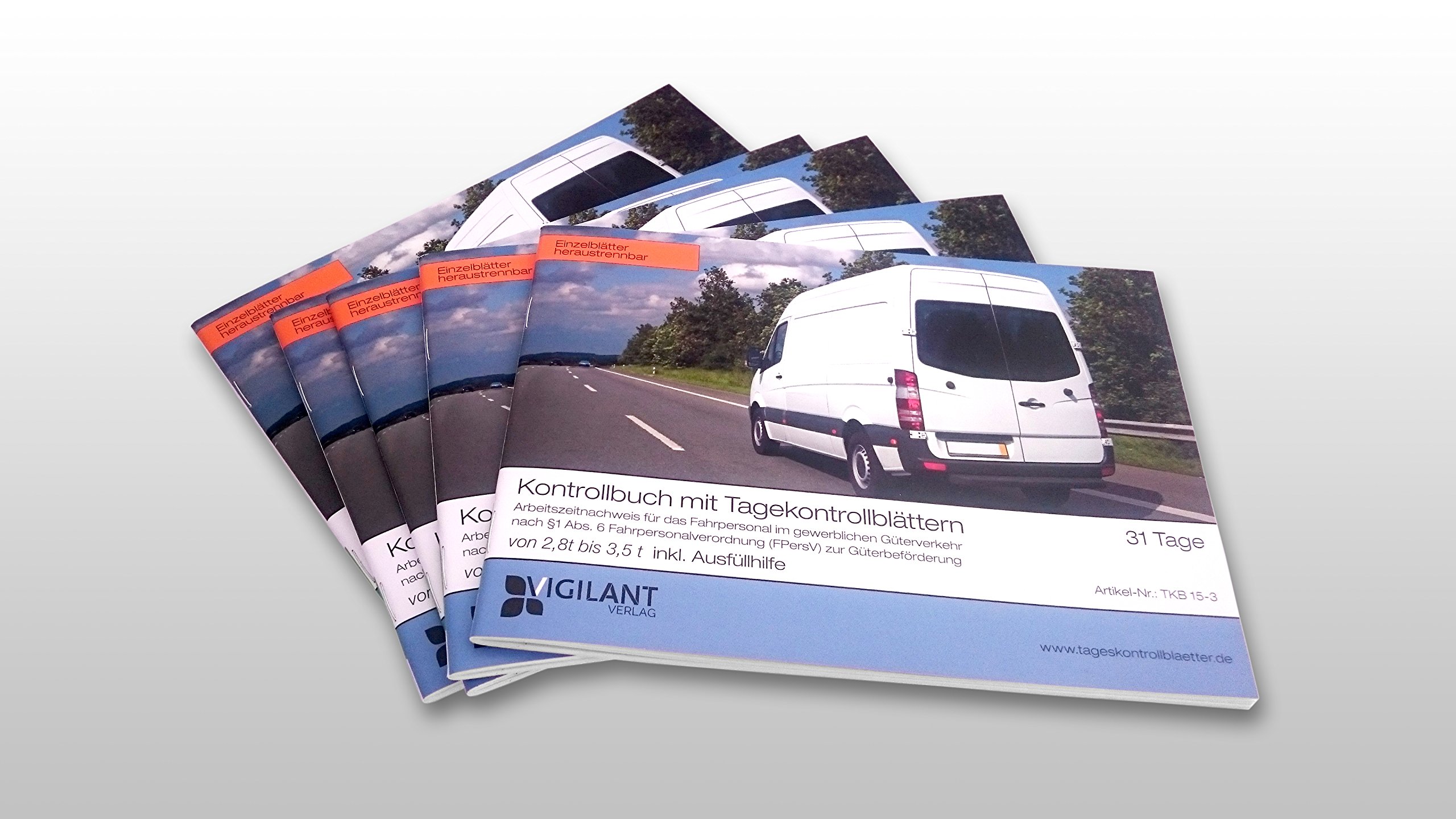 5er Pack Kontrollbuch mit 32 Tageskontrollblätter Güterverkehr (FPersV) | Premium-Qualität
