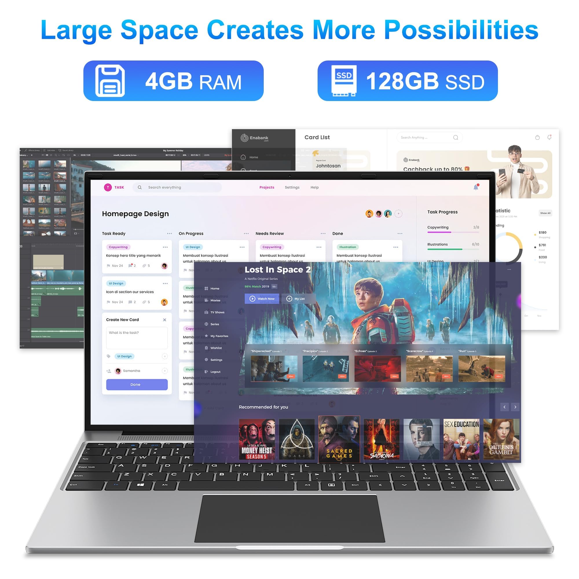 jumper Computer Portatile 16 Pollici Installato 1 Anno 365 Office, Fino a 2,5 GHz Celeron 5305U (4 GB RAM 128 GB SSD) PC Portatile, Windows 11, 1920 x 1200 IPS, Bluetooth 4.0, USB 3.0 × 2