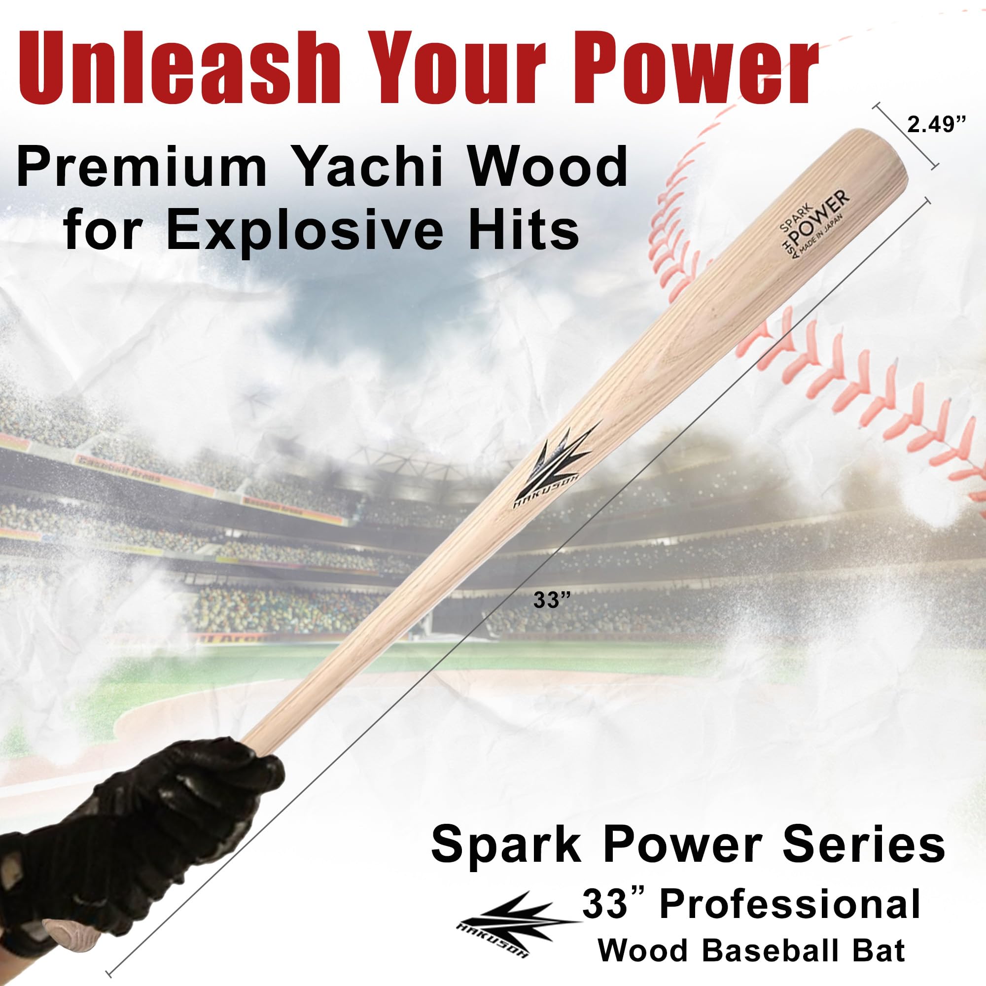 Spark Power - Bate japonés de madera de fresno [fabricado en Japón] [Longitud: ]