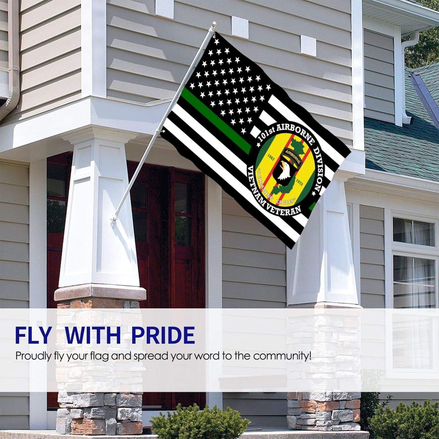 HOCLOCE 101st Airborne Division Vietnam Veteran Flag 3x5 FT Banner, Yard Flags 3 X 5 in Indoor&Outdoor Decorative Home Fall Flags Holiday Decor : Patio, Lawn & Garden