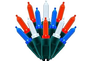 100 Red, White, and Blue LED Christmas Lights - Patriotic Decor for Your Home