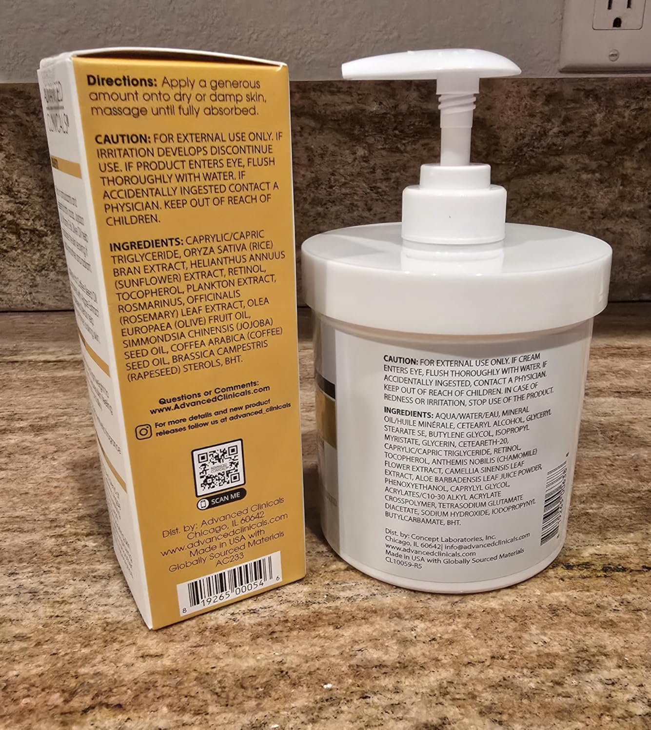 Advanced Clinicals Retinol Body Oil + Firming Retinol Body Lotion 2pc Set | Fragrance Free Retinol Massage Oil + Moisturizer Cream| Crepey Skin Care Treatment, 2pc Bundle 16OZ