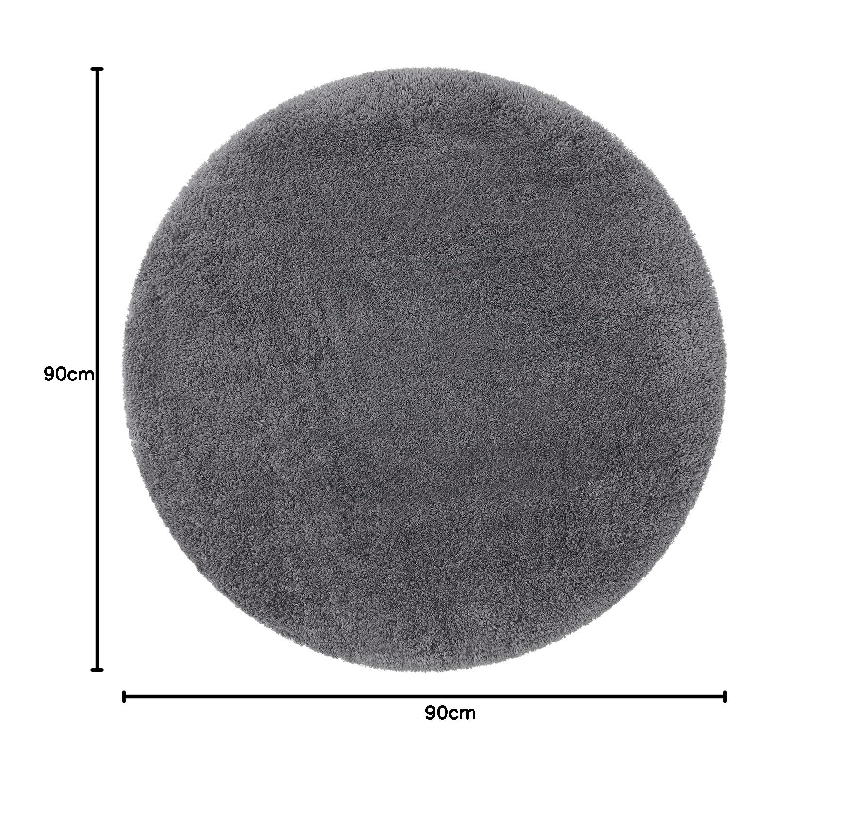 Homaxy Alfombra de baño redonda de pelo largo suave (90 cm), color gris | Alfombra de baño absorbente de microfibra antideslizante, lavable a máquina, para ducha, bañera, alfombra de baño