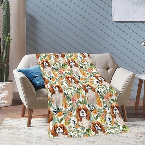 Miniatura 3 de Cavalier King Charles Spaniel - Manta de forro polar con estampado digital, súper suave y cálida, 50 x 70 pulgadas para sofá, acogedora, mullida