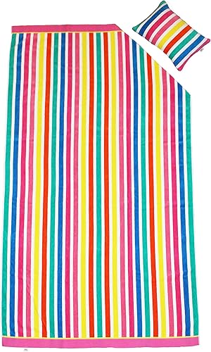 Almohada de playa y piscina, súper suave, ultra cómoda y colorida, 10 x 14 pulgadas con inserto extraíble (el combo Sunny Sherbet, almohada y toalla)