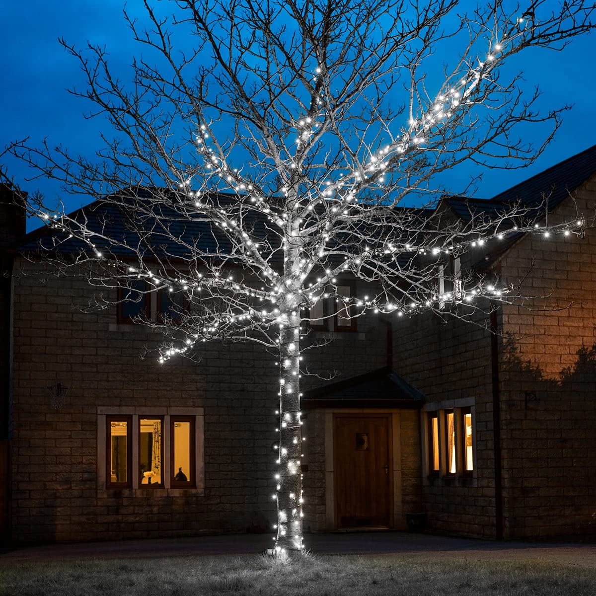 Festive Lights - ConnectGO Connectable Outdoor Fairy Lights - Mains Powered LED String Lighting - Christmas, Garden, Wedding & Party (White, 5m)