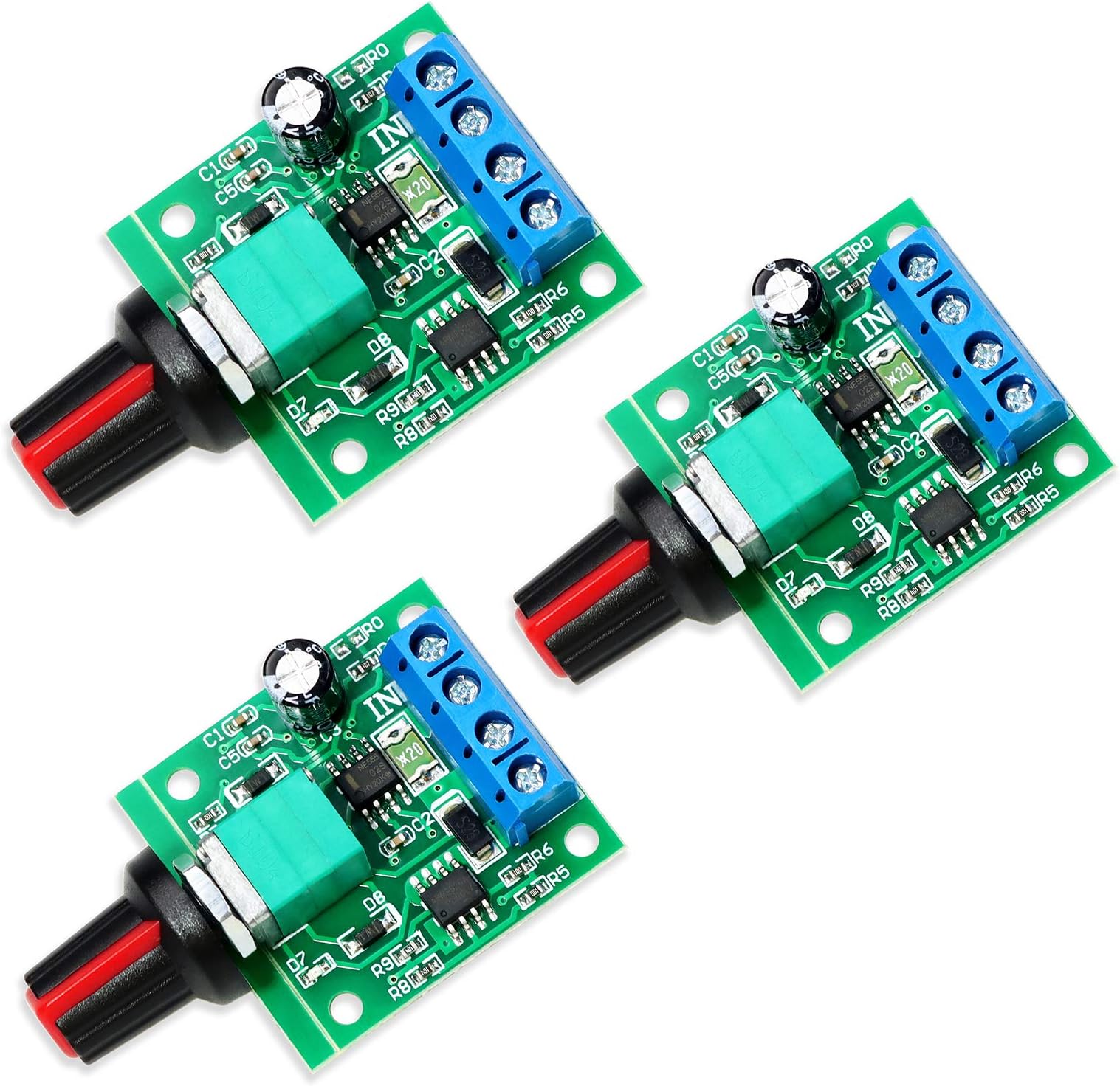 3pcs PWM Low Voltage Motor Speed Controller DC 1.8V 3V 5V 6V 12V 2A 1803BK 1803B Adjustable Driver Switch with Speed Control Knob (Pack of 3)