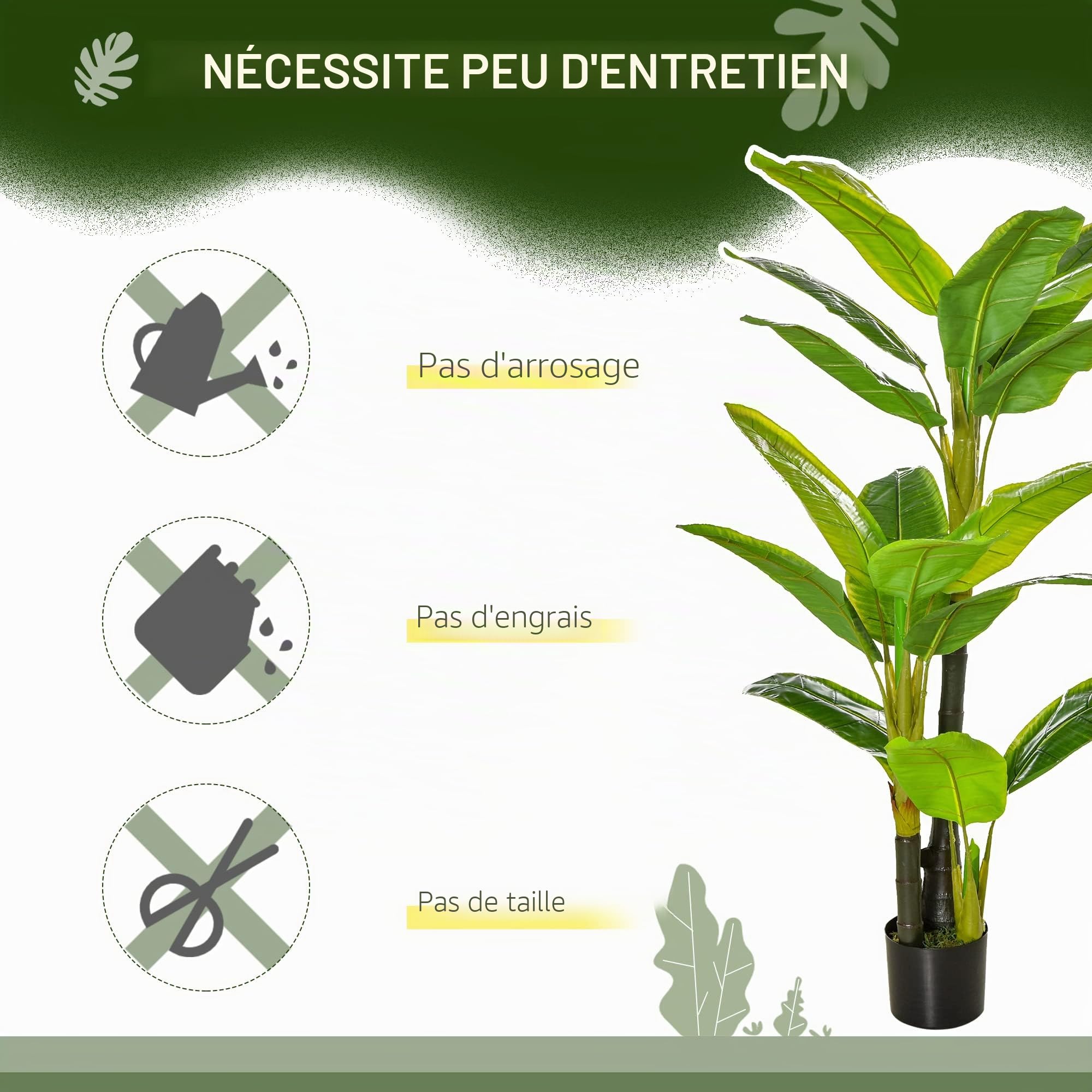 HOMCOM 150cm Bananier artificiel en pot