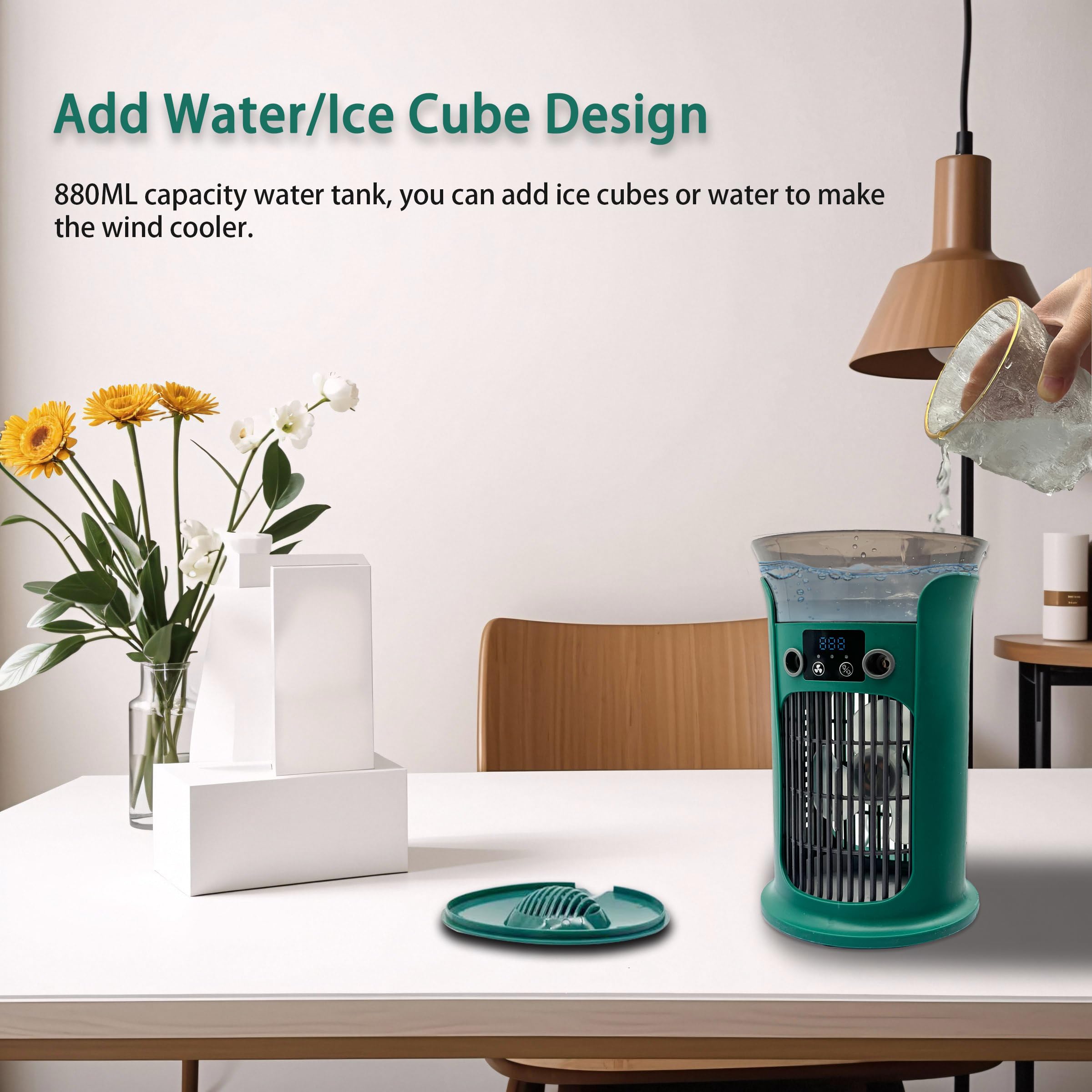 Ventilateur de climatisation portable alimenté par USB, humidificateur d'air, mini ventilateur de refroidissement personnel, ventilateur de refroidissement ultra silencieux pour la famille, les - 5