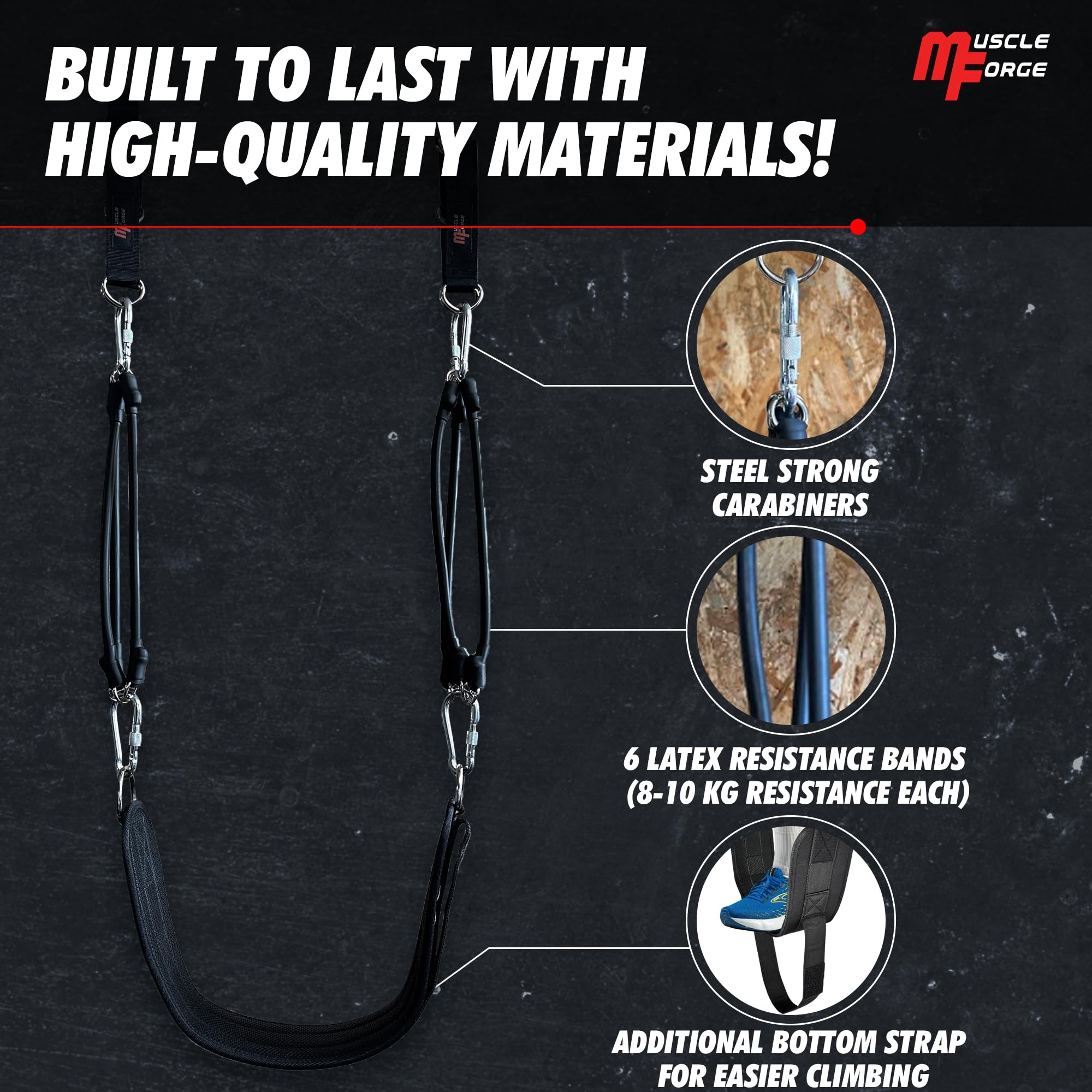 Fasce Elastiche Per Trazioni Con Poggiapiedi E Cinturini - Set 4 Resistenze (50-100 Kg) - Assistenza Pull-up Per Allenamento Forza - Attrezzatura Palestra Portatile