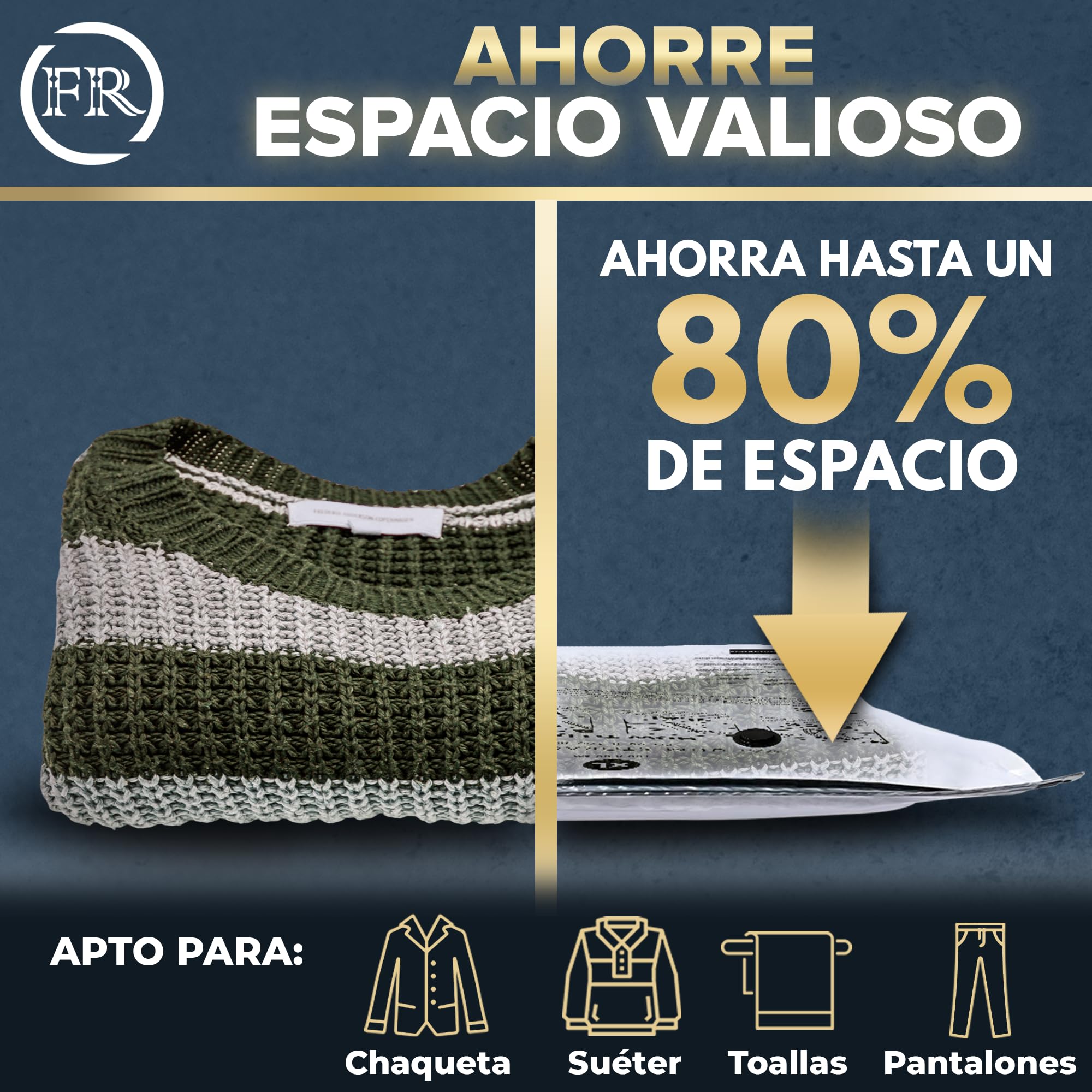 FiRiO Bolsa Vacio Ropa I 6 PIEZAS I Tamaño L: 80x60cm I Bolsa al Vacio Ropa I Bolsas Ropas al Vacio Aspiradora I Large Vacuum Storage Bags for Clothing I Bolsa Almacenaje al Vacio I Sacos Vacuo
