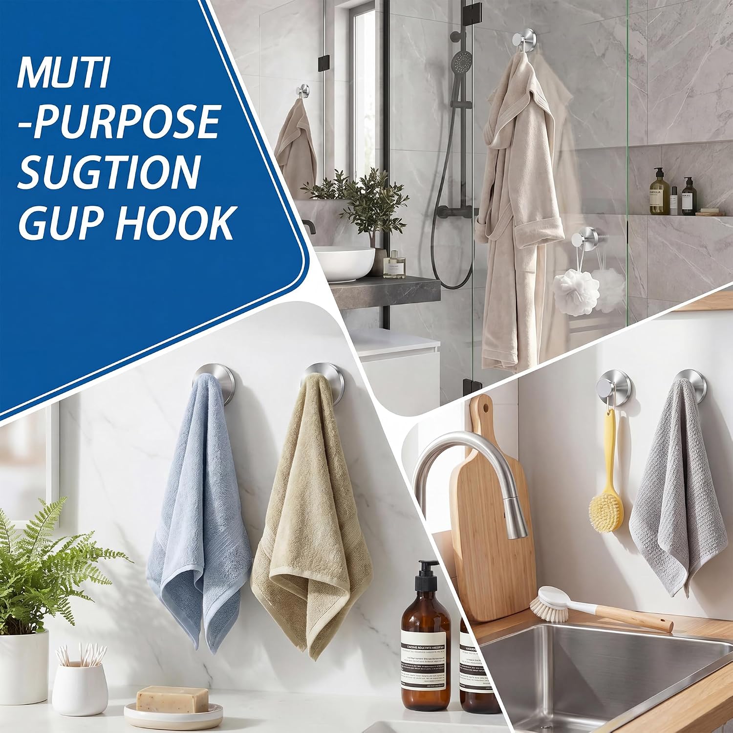 klasit Suction Cup Hooks for Shower, 4 Pack No-Drill image 5
