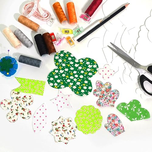 Miniatura 5 de UPTTHOW 113 plantillas de acolchado de formas simples diseño geométrico de bordado de retazos manualidades 8 juegos de patrones para edredón