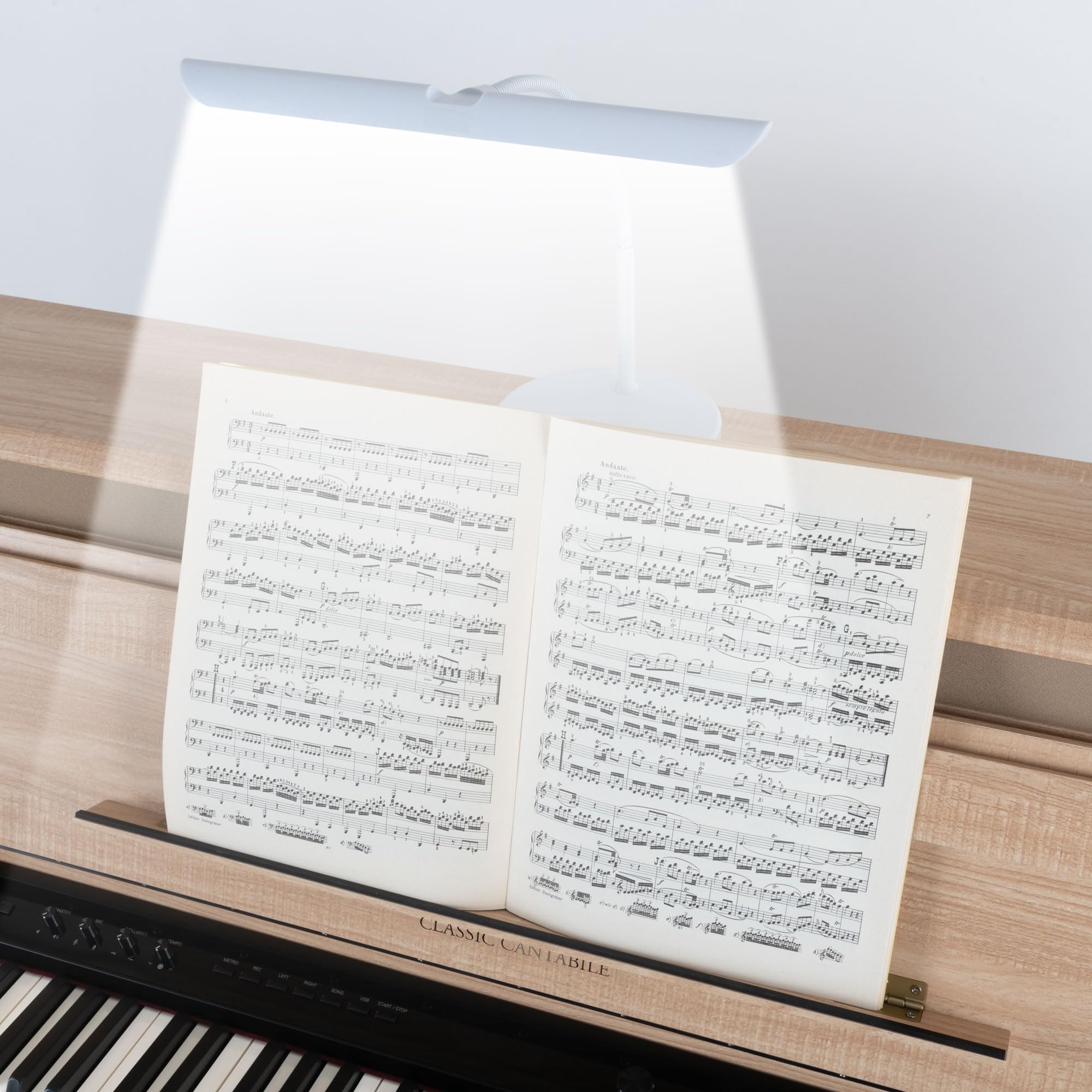 Classic Cantabile WM Lampada per Pianoforte Easy - Dimmerabile con Memory - Lampada da Tavolo con Collo d'Oca - Luce Calda Bianca 18 LED - Touch - Lampada per Leggio Bianca