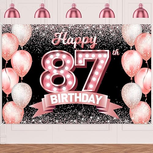 Vista 481 de Happy 21st Birthday Rose Gold Banner Backdrop Cheers to 21 Years Old Confetti Balloons Theme Decor Decorations for Women 21 Years Old Pink Birthday