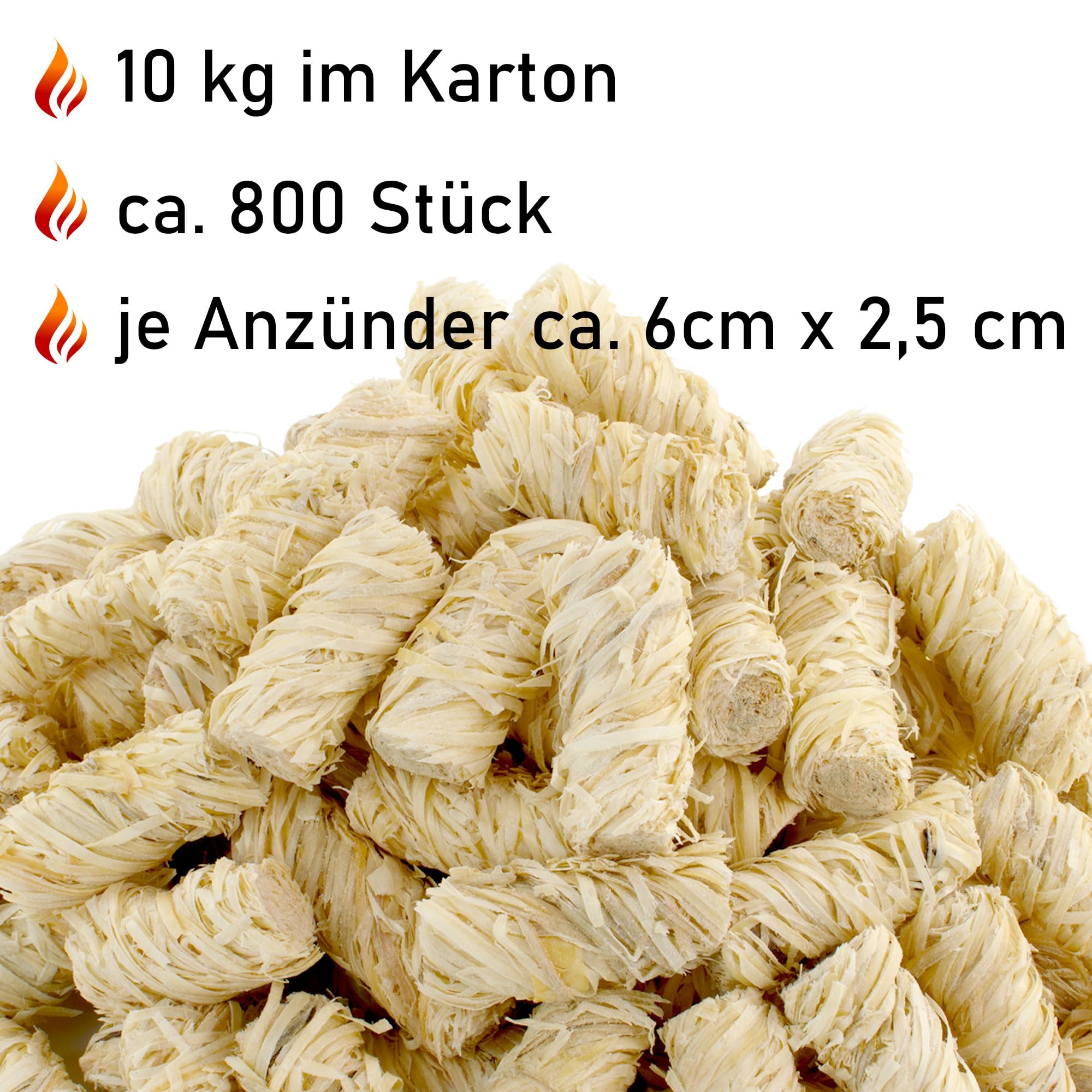FINNAS Anzündwolle Kaminanzünder Grillanzünder Ofenanzünder Holzwolleanzünder 10kg ca 800 Stück Ökoanzünder Wachszünder Holzanzünder Feuerschale Lagerfeuer Smoker Lange Brenndauer