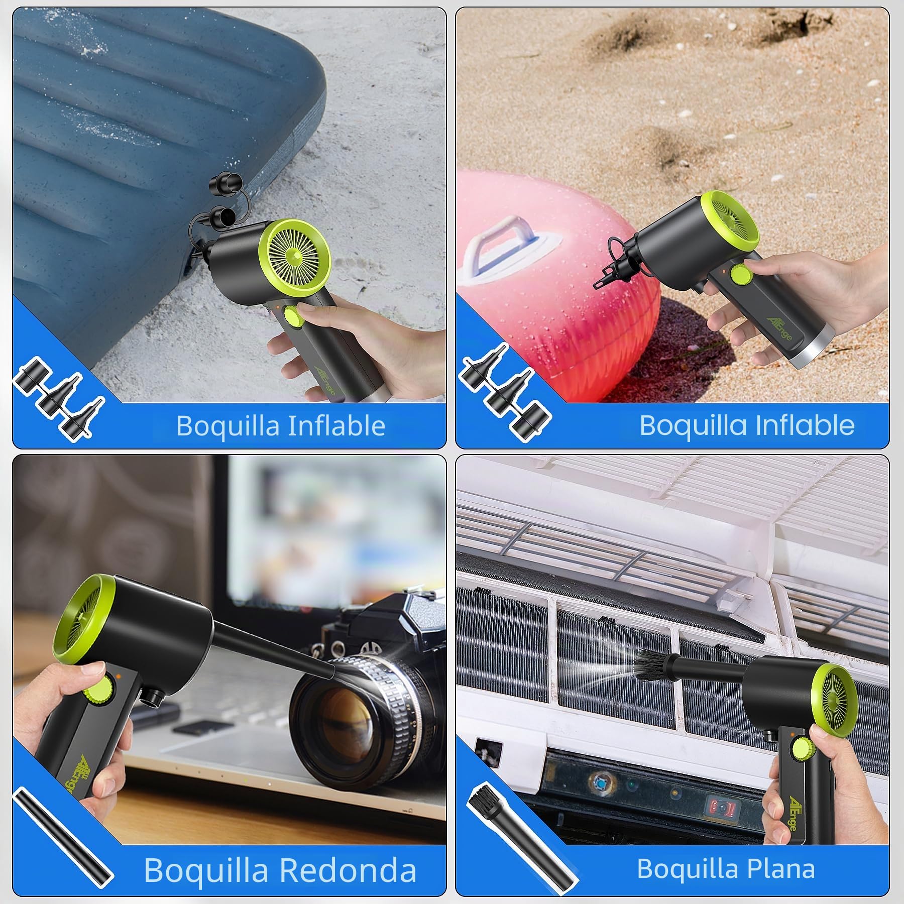 Soplador de Polvo Eléctrico Inalámbrico, Plumero de aire 41000 RPM, lata de aire comprimido portátil, con cable USB y cepillo de limpieza, para computadora, teclado, coche, casa de mascotas