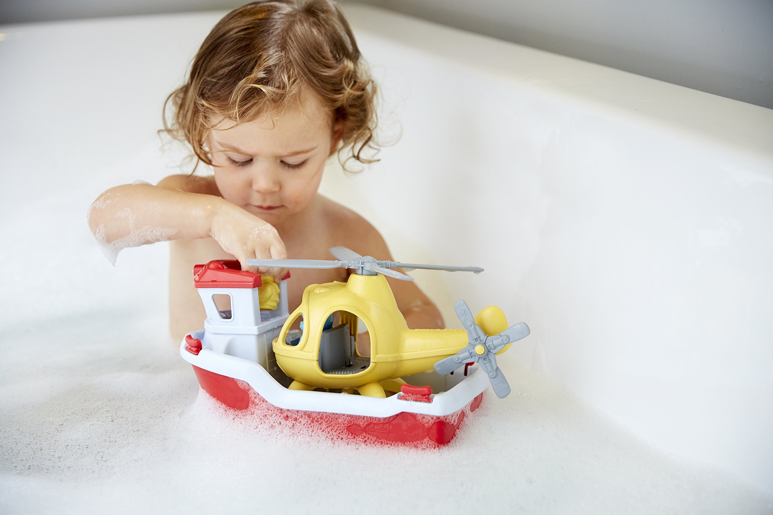 Green Toys Rescue Boat with Helicopter