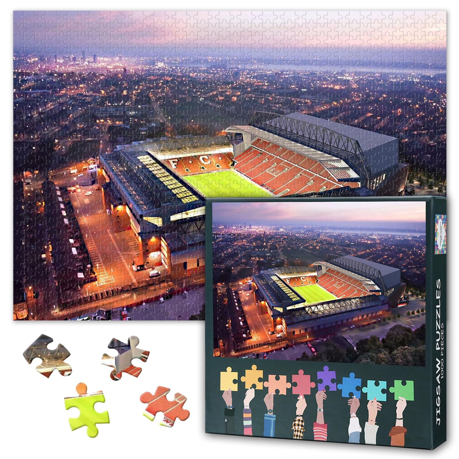 1000 Pieces Puzzles for Adults Landscape with Anfield Liverpool Football Club Challenging Jigsaw Puzzles Stadium Puzzle Games for Adults 50x70cm