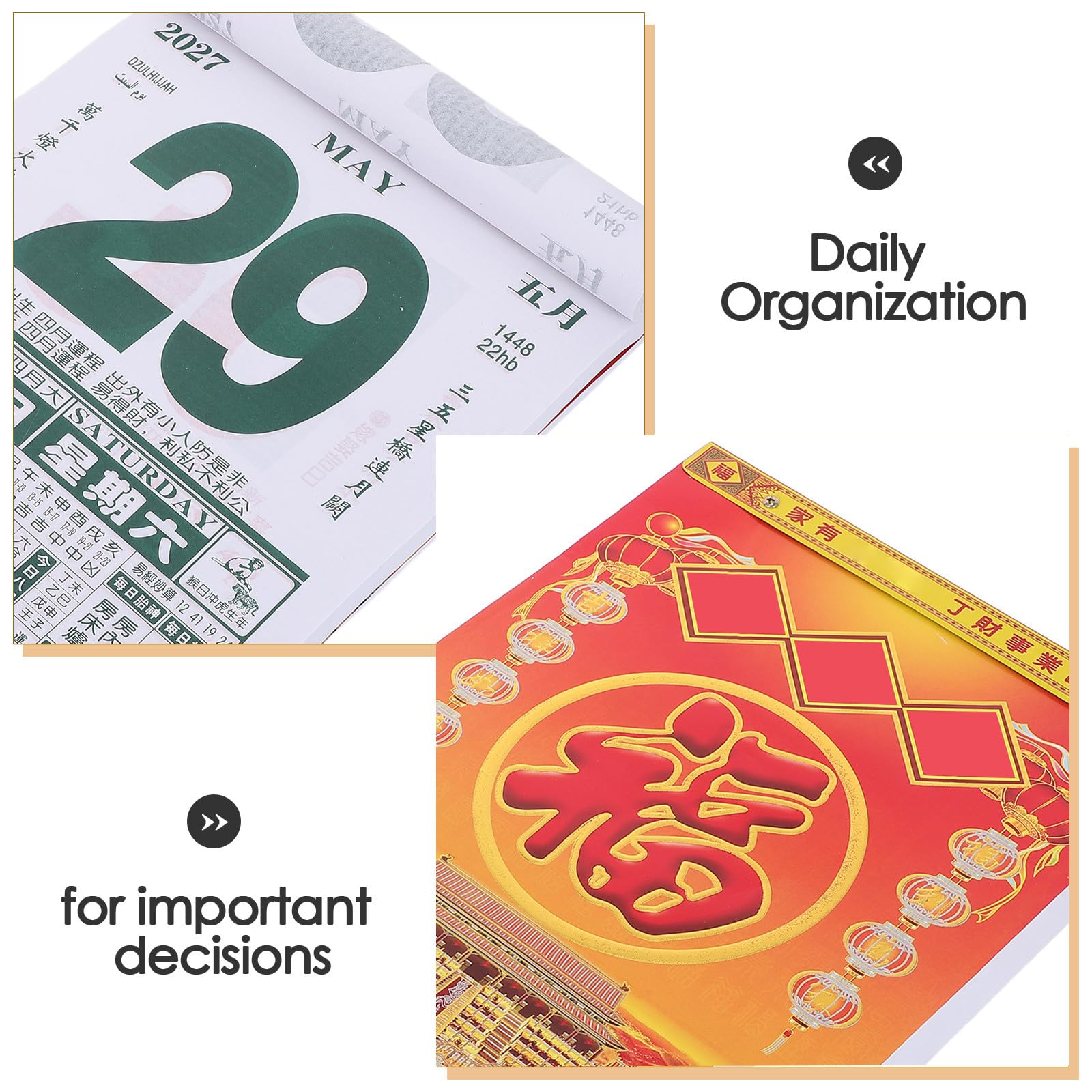 SHINEOFI Calendario de Pared Tradicional Chino Lunar 2027, Desprendible, con Hojas Desprendibles, Planificador Diario Feng Shui para El Hogar, La Oficina Y La Escuela - 13,78 X 10,2 Pulgadas