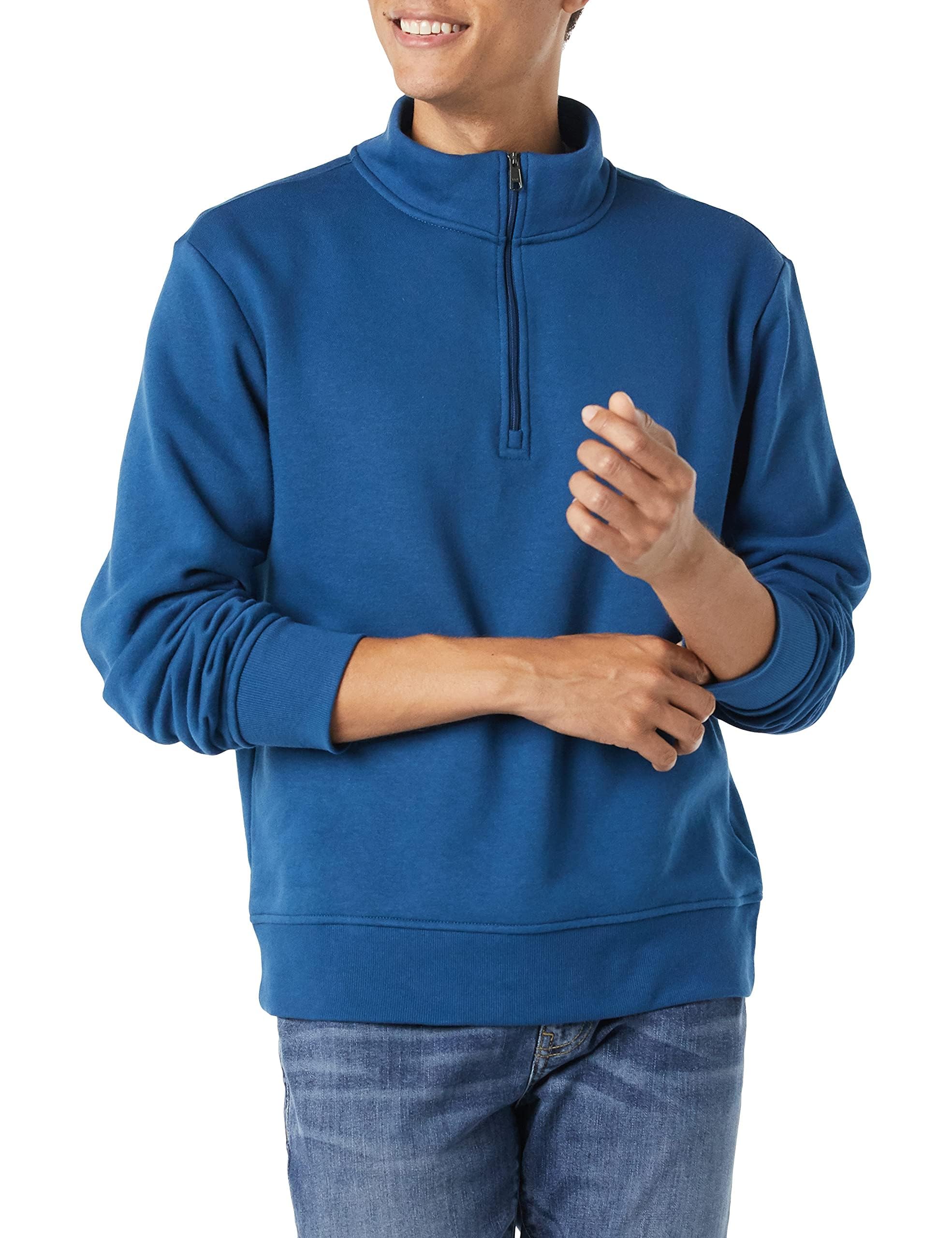 Photo 1 of Amazon Essentials Men's Quarter-Zip Fleece Sweatshirt - Dark Teal, X-Small