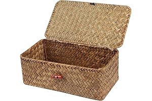 Natural Small Wicker Shelf Basket with Lid