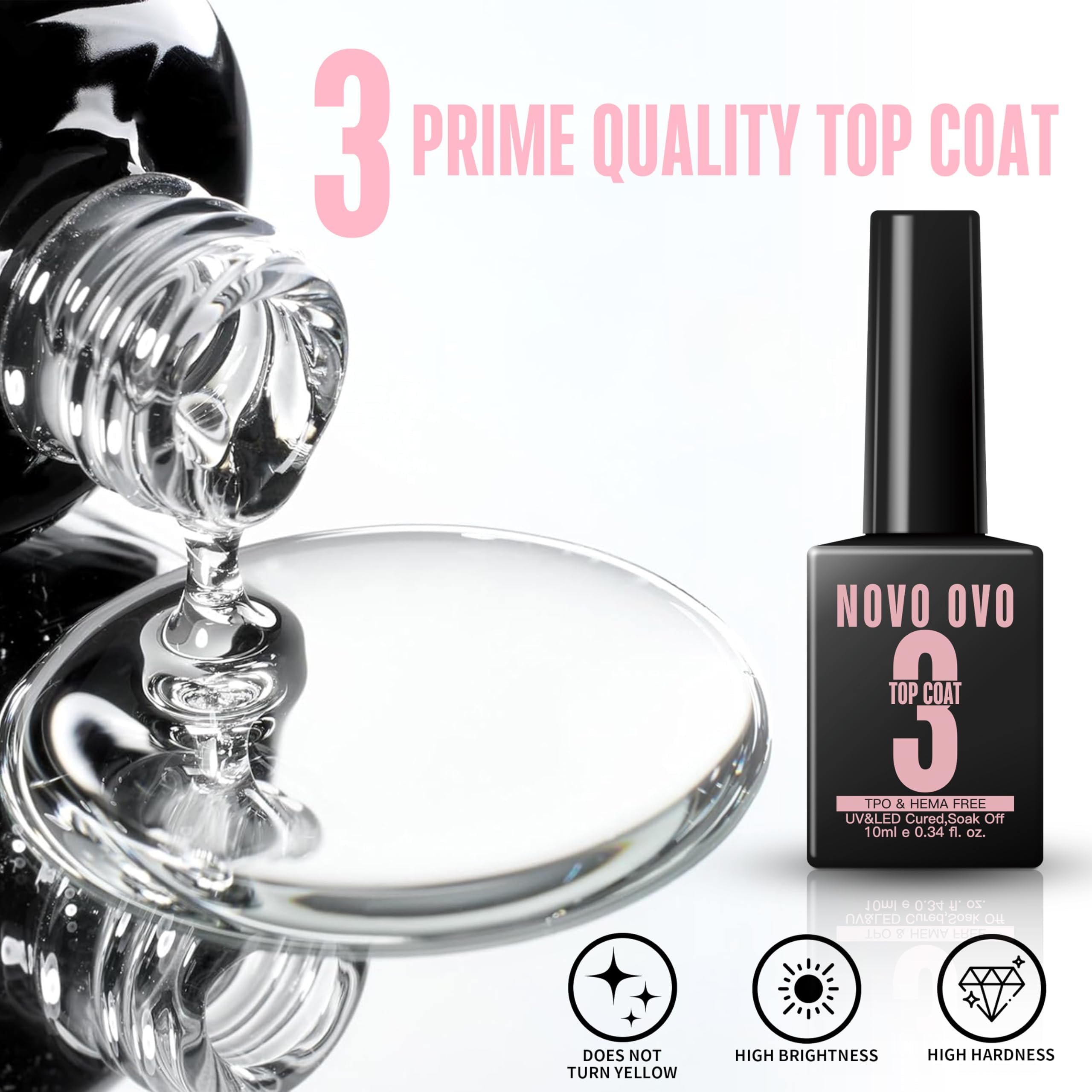 NOVO OVO UV klej do paznokci i żel budujący 2 w 1, zestaw bez potrzeby wycierania, top coat do wstępnie przyciętych francuskich końcówek, HEMA TPO FREE, ekstra mocne trzymanie do akrylowych paznokci
